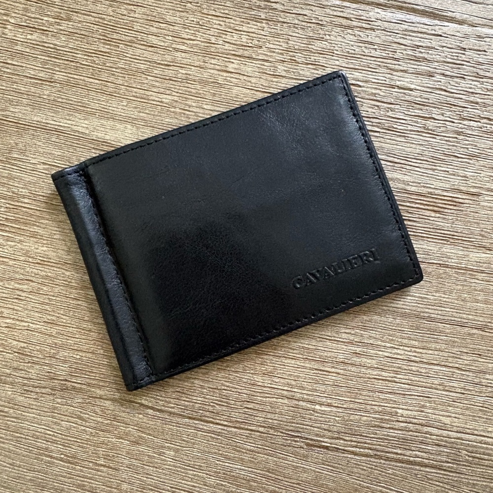 NWOT CAVALIERI Black Leather Bi-Fold Wallet
